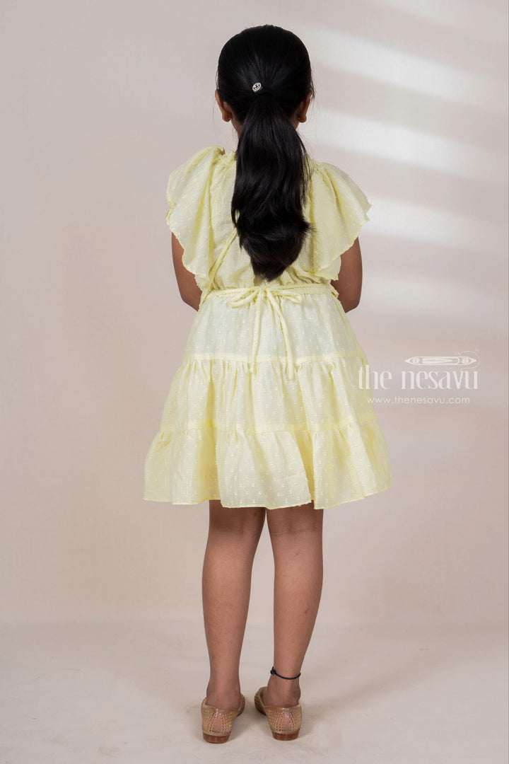 The Nesavu Frocks & Dresses Yellow Off-Shoulder Designed Soft Cotton Frock For Baby Girls With Matching Bag psr silks Nesavu
