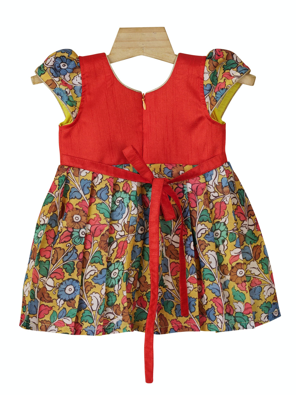 The Nesavu Silk frocks Yellow With Orange Printed Silk Cotton Dresses For Girls Kids psr silks Nesavu