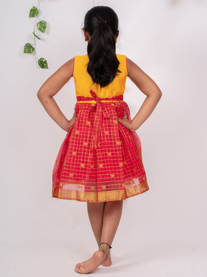 The Nesavu Silk Frocks Zari Checked Organza Silk Frock With Hand Work psr silks Nesavu